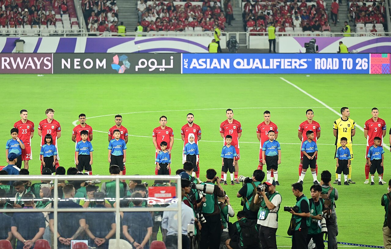File photo: Indonesia national team in an Asian Cup qualifier, not from the ASEAN Cup final. BPMI Presidential Secretariat/Muchlis Jr/Wikimedia Commons (public domain)